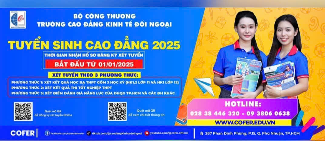 Thông báo tuyển sinh trình độ Cao đẳng năm 2025